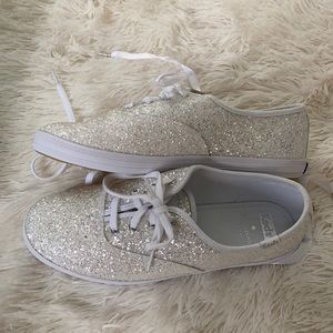 Keds / Kate Spade White Glitter Sneakers